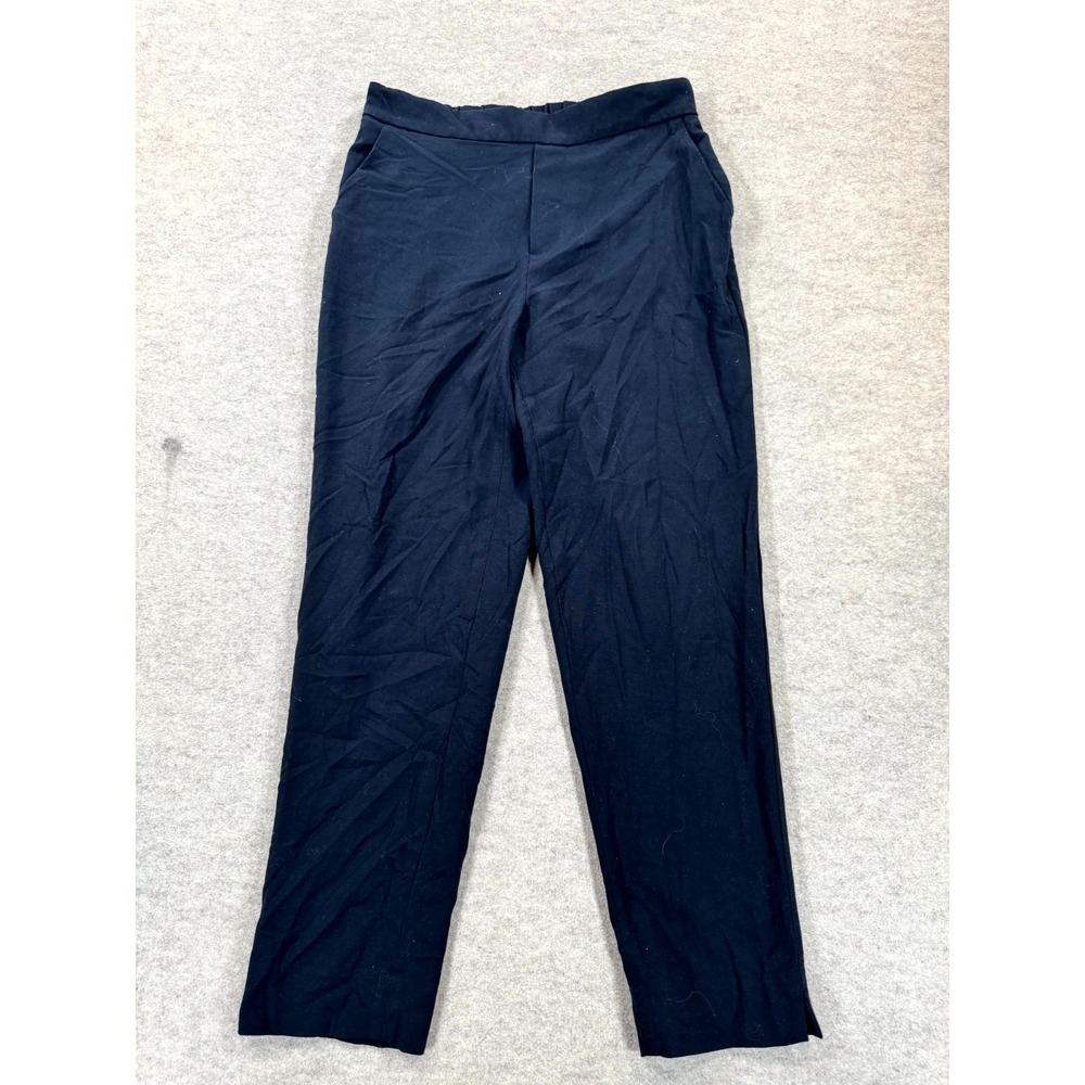 Banana Republic Pull On Pants Womens 6 Navy Blue Cotton Logo Straight Leg Casual